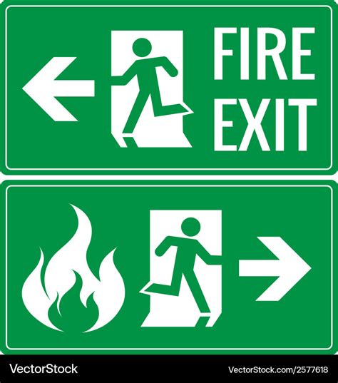 Emergency fire exit door signs Royalty Free Vector Image