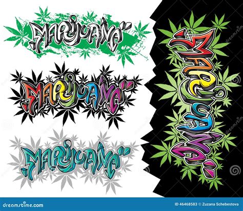 Marijuana Weed Leaves Street Graffiti Design Text Stock Illustration - Image: 46468583