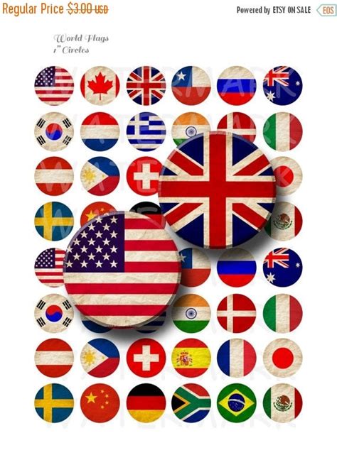 SALE World Flags Digital Collage Sheet 1 inch by OldMarket