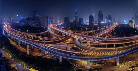 Shanghai, Long exposure, China, Road, Bridge, City, Cityscape, Night ...