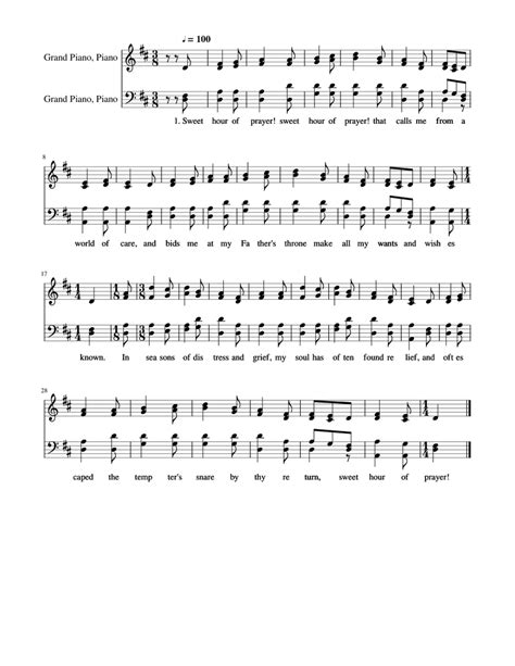 Sweet Hour of Prayer - W. W. Walford Sheet music for Piano (Piano Duo ...