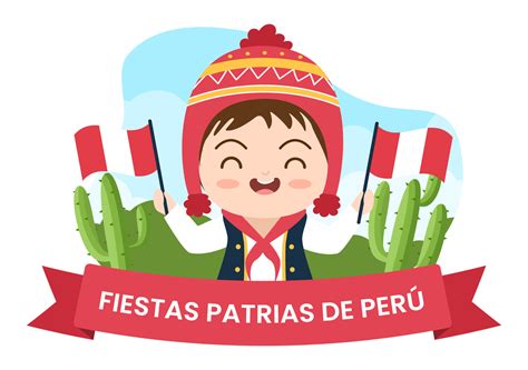 felices fiestas patrias o ilustración de dibujos animados del día de la independencia peruana ...