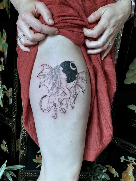 Woman riding a dragon tattoo // Inspired by Throne of Glass // Portland ...