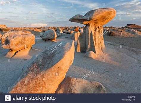 "Mushroom" rock and boulders, Bisti Wilderness Area, New Mexico USA Stock Photo - Alamy