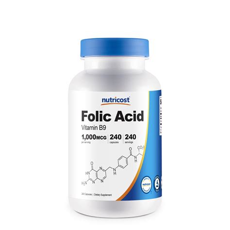 Nutricost Folic Acid (Vitamin B9) 1000 mcg, 240 Capsules - Gluten Free & Non-GMO 702669933193 | eBay