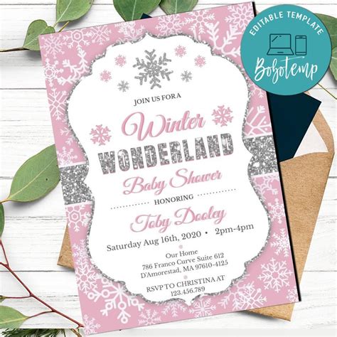 Winter Wonderland Girl Baby Shower Invitation Printable DIY ...