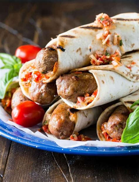 Italian Grilled Sausage Wraps - Garnish with Lemon