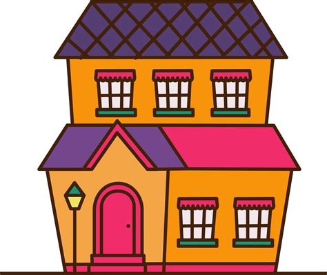 Vector Cute Cartoon House with colorful roof icon. Vector big house ...