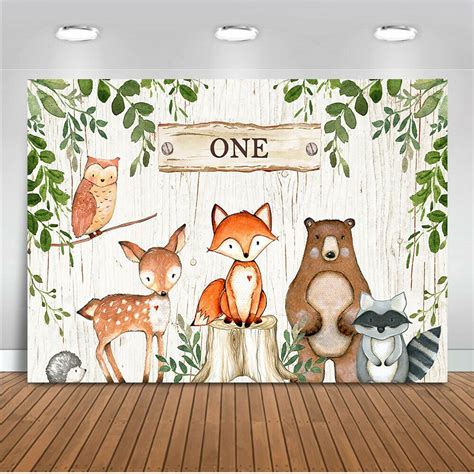 Woodland Animals Birthday Backdrop Woodland First Birthday Backdrops ...