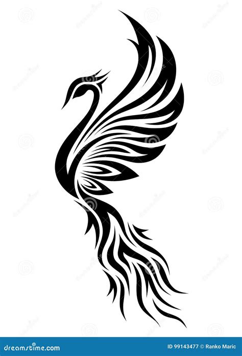 Black and White Phoenix Tribal Tattoo Stock Vector - Illustration of ...