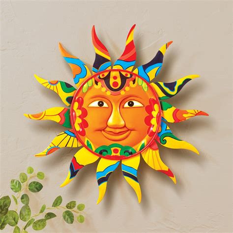 Colorful Patterned Smiling Sun Wall Decor | Collections Etc. | Sun wall ...