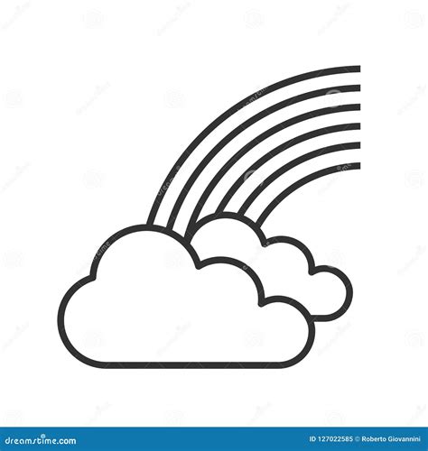 Rainbow with Clouds Outline Icon on White Stock Vector - Illustration of design, modern: 127022585