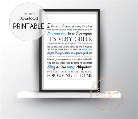 Mamma Mia Quotes Print - Movie Quote Wall Art