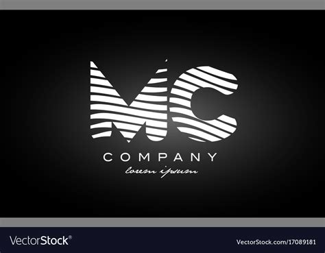 Mc m c letter alphabet logo black white icon Vector Image