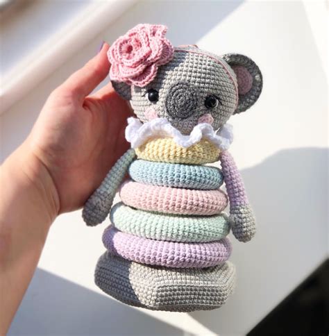 Stacking Toy Koala, crochet toy for kids, montessori toys, amigurumi crochet toy for baby ...