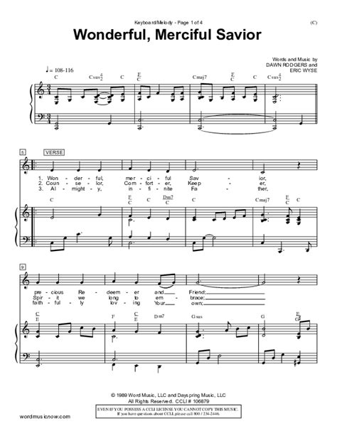 Wonderful Merciful Savior Sheet Music PDF (Eric Wyse) - PraiseCharts