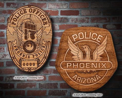 Personalized Wooden Phoenix Police Badge or Patch Plaque