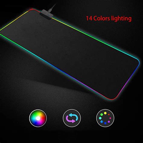 Large Gaming RGB Mouse Pad 14 Colors LED rgb Lighting 1.8M USB Cable ...