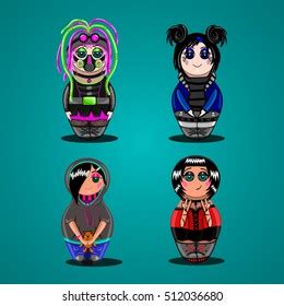 Set Dolls Different Subcultures Emo Goth Stock Vector (Royalty Free ...