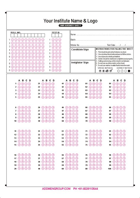 #Download #sample #OMR #sheet #PDF for #Practice. | Pdf books download ...