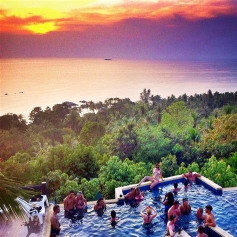 Sunset at the Amsterdam Bar & Stone Hill Resort pool, Koh Phangan. You have to be in the know ...