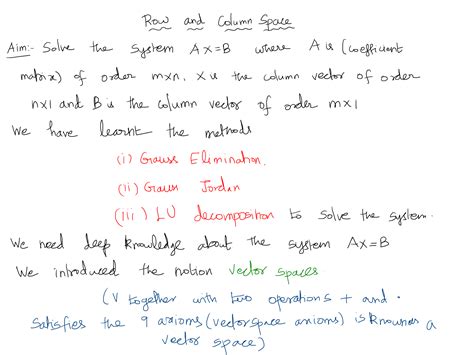 SOLUTION: Row space and column space introduction - Studypool