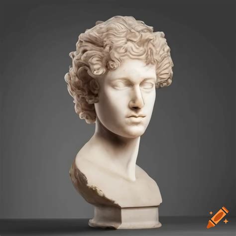 Marble bust of a man with long hair