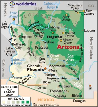 Arizona Map / Geography of Arizona/ Map of Arizona - Worldatlas.com