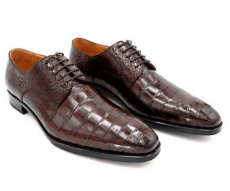 Dark brown Genuine Alligator Dress Shoes for Men5 - Dark brown Genuine ...