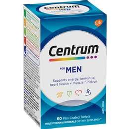 Centrum Men Daily Multivitamin Supplements 60 Pack | Woolworths