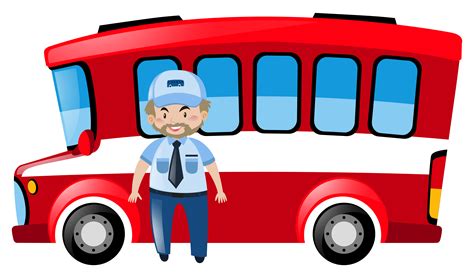 Bus driver and red bus 369698 Vector Art at Vecteezy
