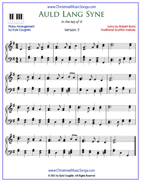 Auld Lang Syne Piano Sheet Music - Free PDFs