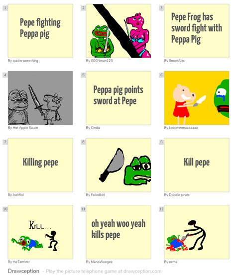 Pepe fighting Peppa pig - Drawception