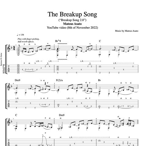 "The Breakup Song" · Mateus Asato || Guitar: Tab + Sheet music + Chords ...