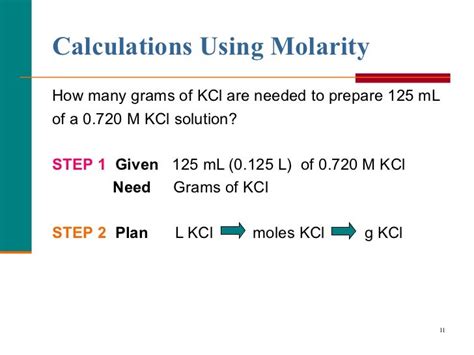 Molarity and dilution