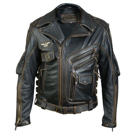 New Men's Genuine Cowhide Leather Motorcycle Black Biker Jacket Harley ...