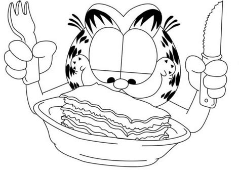 Garfield Prepares To Eat Lasagna coloring page - Download, Print or ...