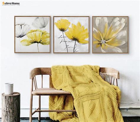 Modern Abstrct Yellow Flower Wall Art Canvas Oil Painting Poster Wall ...