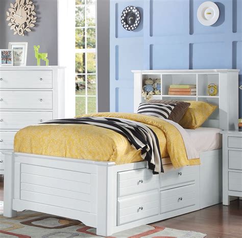 ACME Mallowsea White Twin Bookcase Storage Bed - Mallowsea Collection ...