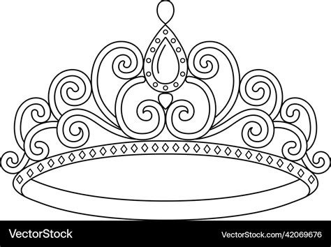 Princess crown coloring page isolated Royalty Free Vector