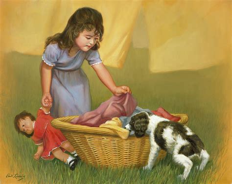 Girl With Puppy Painting by David Lindsley - Fine Art America