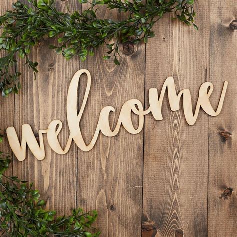 Unfinished Wood "Welcome" Word Sign - Decorative Accents - Primitive Decor | Unfinished wood ...