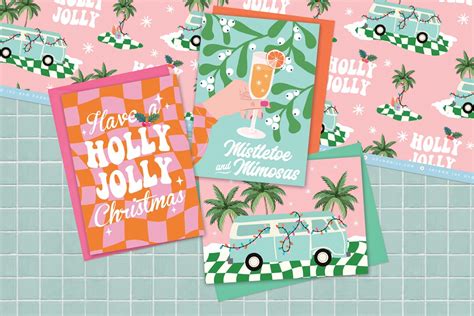 Set of 6 Christmas Cards Holly Jolly Tropical A6 Greetings - Etsy