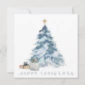 Vintage Christmas tree watercolour gold star Card | Zazzle