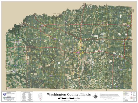 Washington County Illinois 2020 Aerial Wall Map | Mapping Solutions