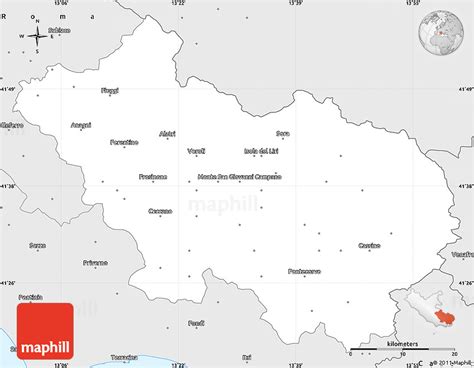 Silver Style Simple Map of Frosinone