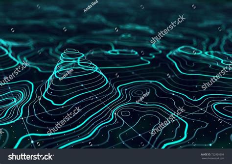 3D Topographic map background concept. Topo contour map. Rendering ...