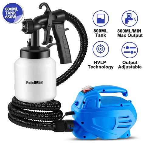 Paintmax 800ML Paint Spray Painter 650W Paint Sprayer Machine 800ML/Min Output HVLP Oil Primer ...