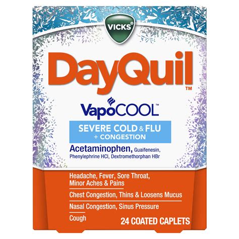 Dayquil Severe with Vicks Vapocool Daytime Cough Cold Flu Relief, 24 Ct - Walmart.com - Walmart.com