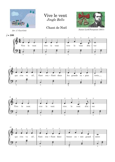 Vive le vent – James Lord Pierpoint Sheet music for Piano (Solo) Easy | Musescore.com